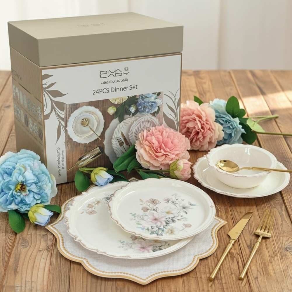 طقم أطباق مائدة فاخر 24 قطعة