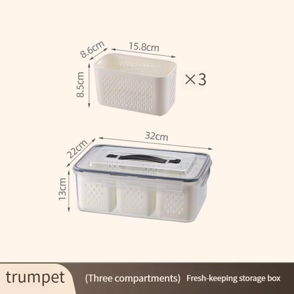 علبة حفظ وتنظيم الخضار مع سلة تصريف