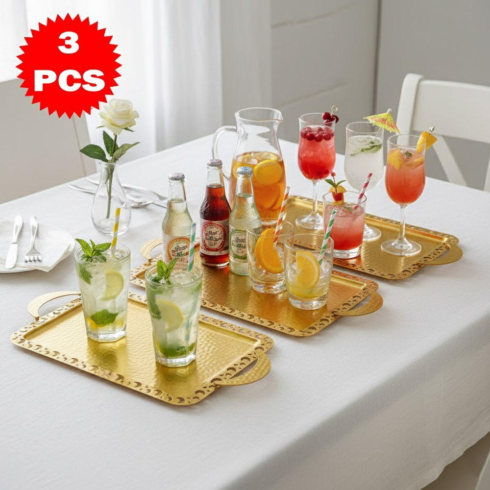 طقم صواني تقديم بنقشة الهلال 3 قطع