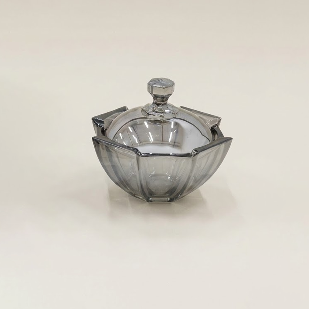 وعاء تقديم زجاجي أنيق بغطاء شفاف
