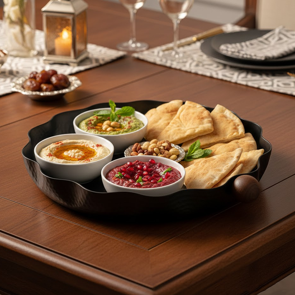 صينية تقديم معدنية كبيرة