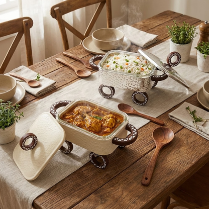 سخان طعام زجاجي مستطيل صغير 0.5 لتر