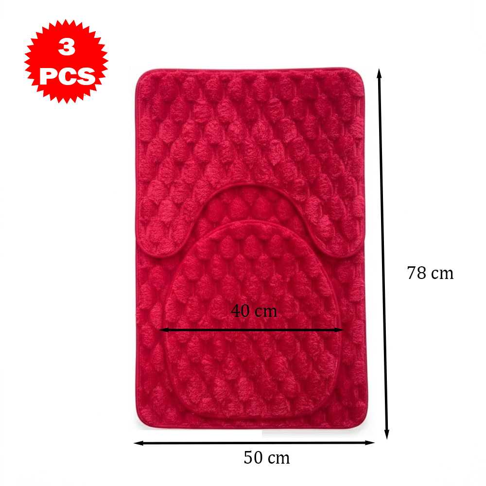 طقم سجاد حمام من 3 قطع مضاد للانزلاق