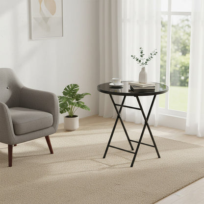 طاولة زجاجية مستديرة قابلة للطي