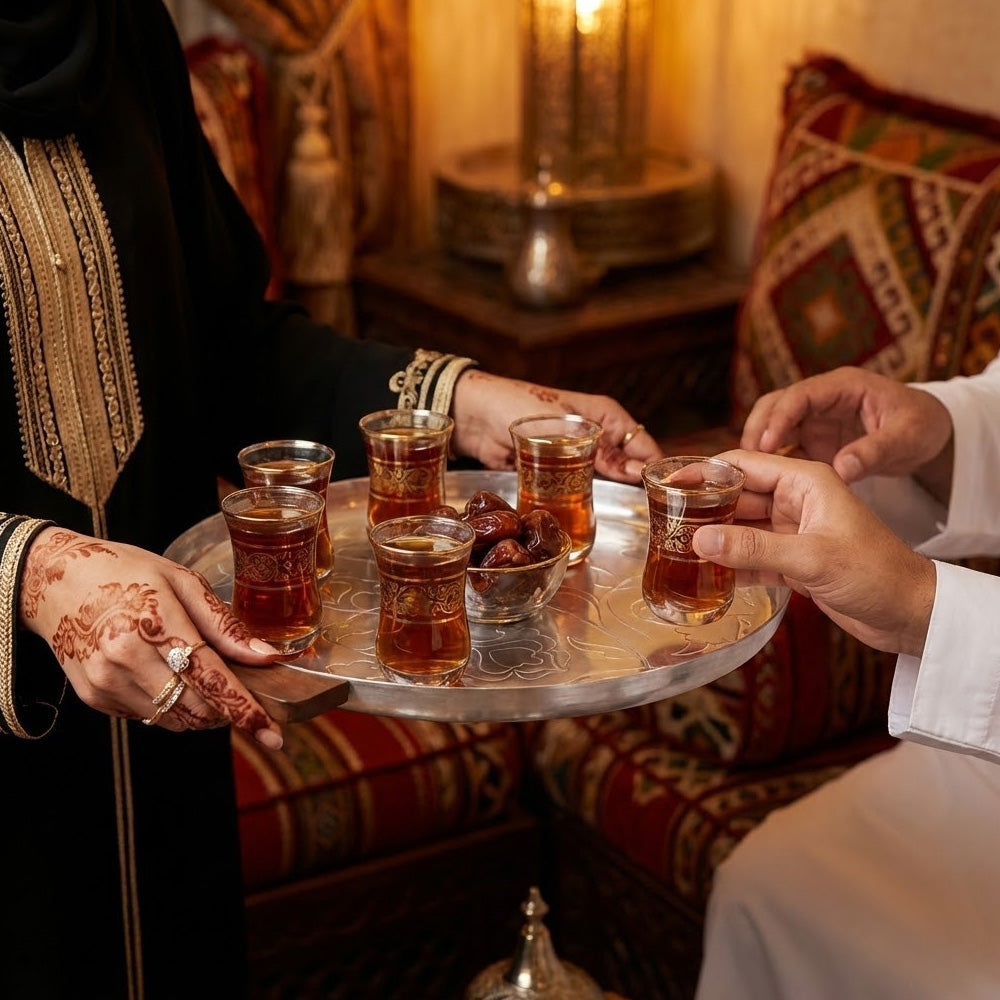 صينية تقديم بمقبض خشبية