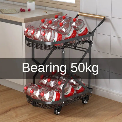 عربة معدنية محمولة مزدوجة الطبقة