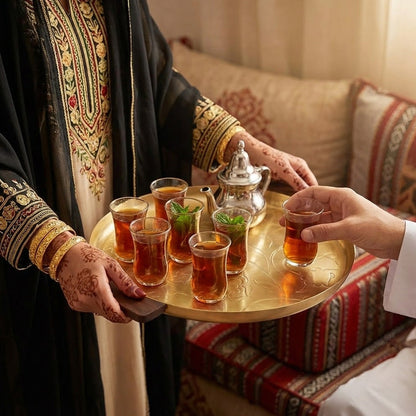 صينية تقديم بمقبض خشبية