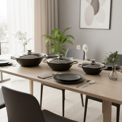 مقلاة ووك من الحديد الزهر - أسود