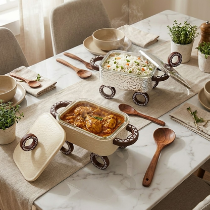 سخان طعام زجاجي مستطيل صغير 0.5 لتر