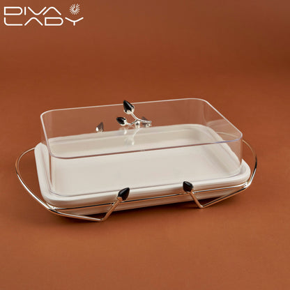 طبق تقديم مع غطاء وسط