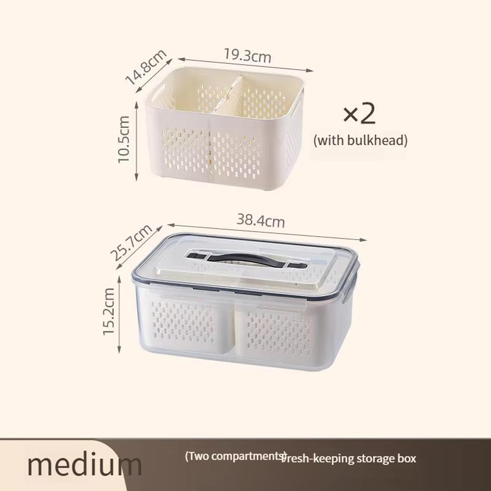 علبة حفظ وتنظيم الخضار مع سلة تصريف