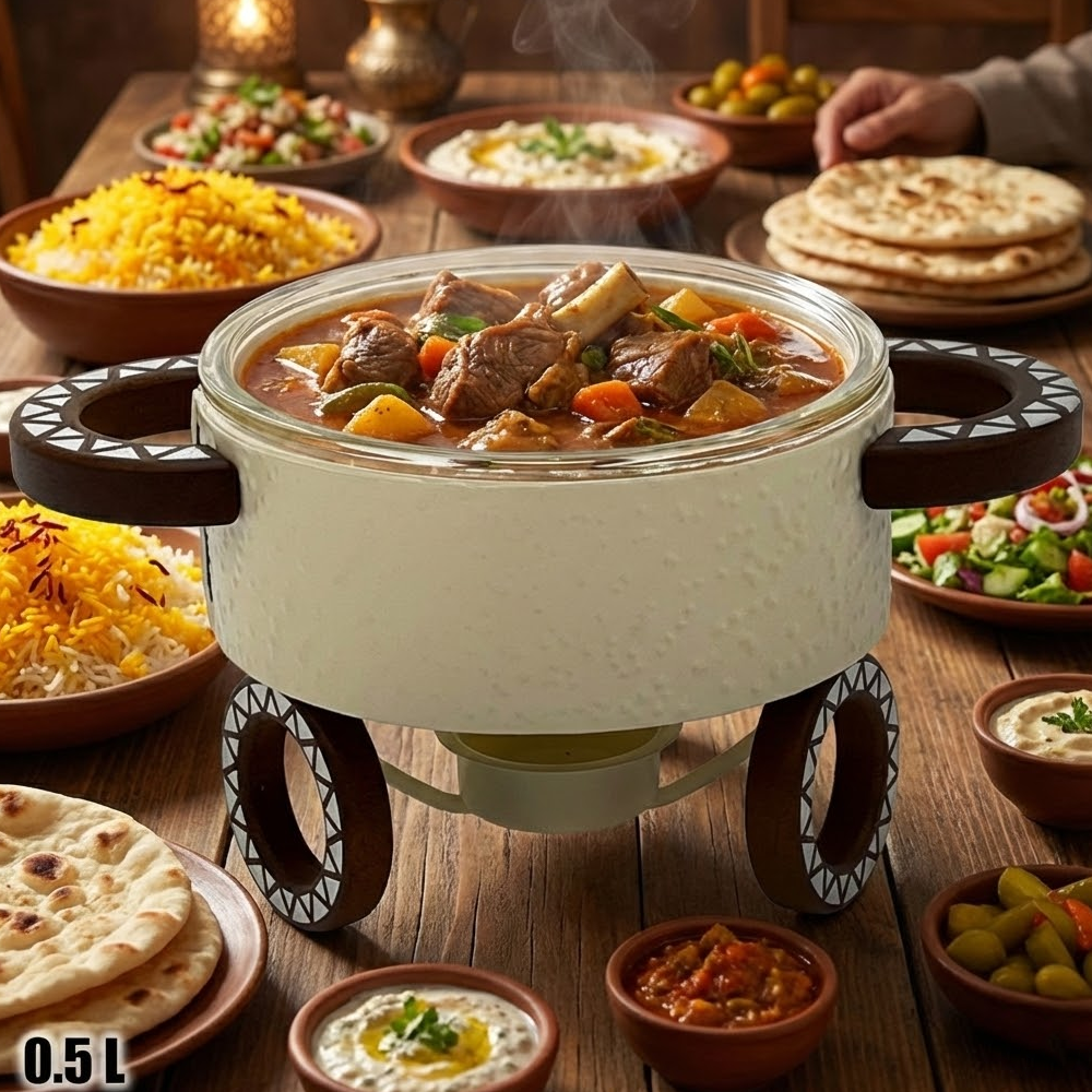 سخان طعام زجاجي دائري صغير 0.5 لتر