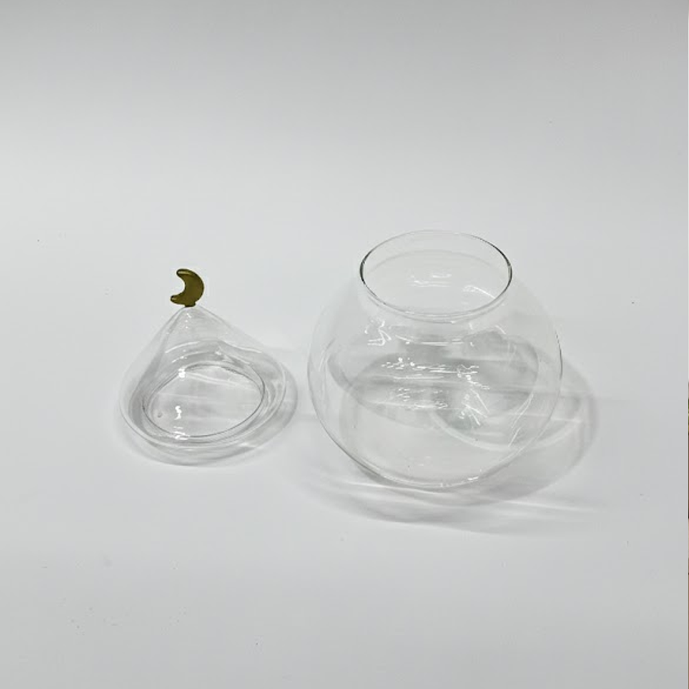 غرشة ضيافة زجاجية بغطاء هلال