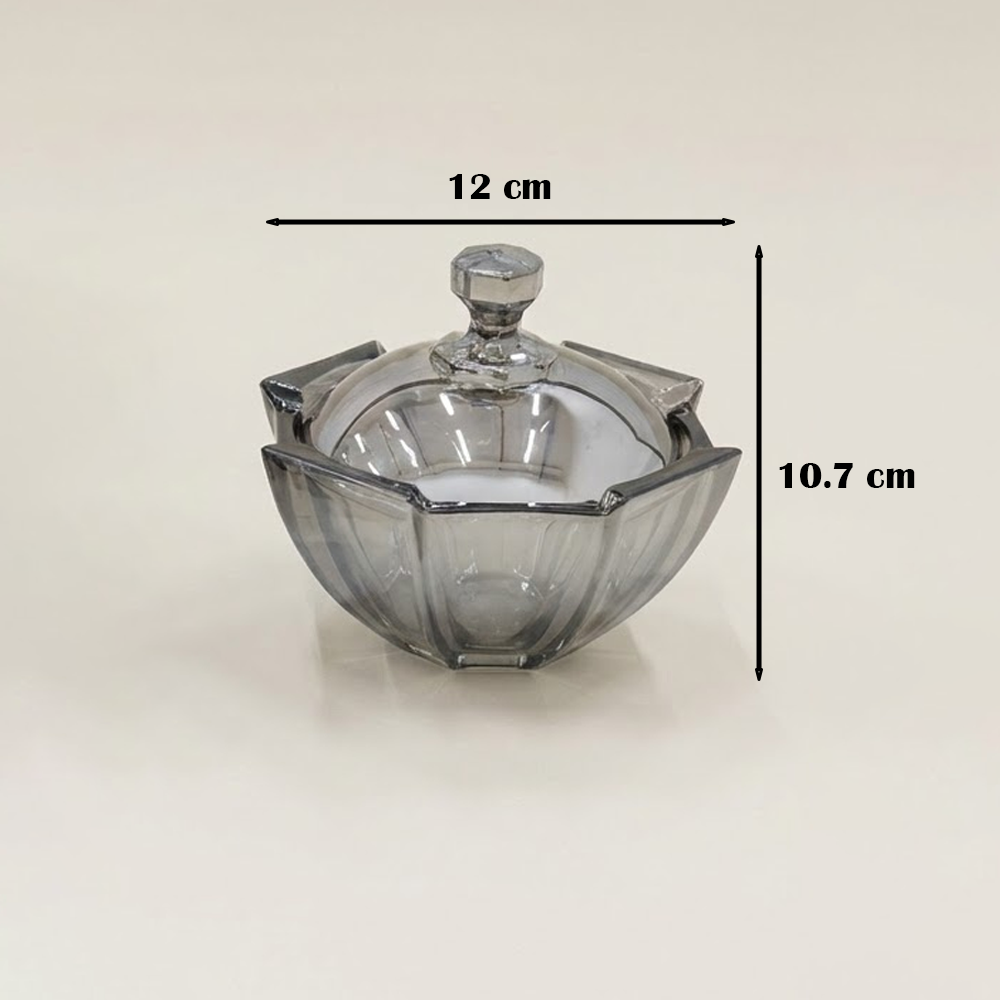 وعاء تقديم زجاجي أنيق بغطاء شفاف