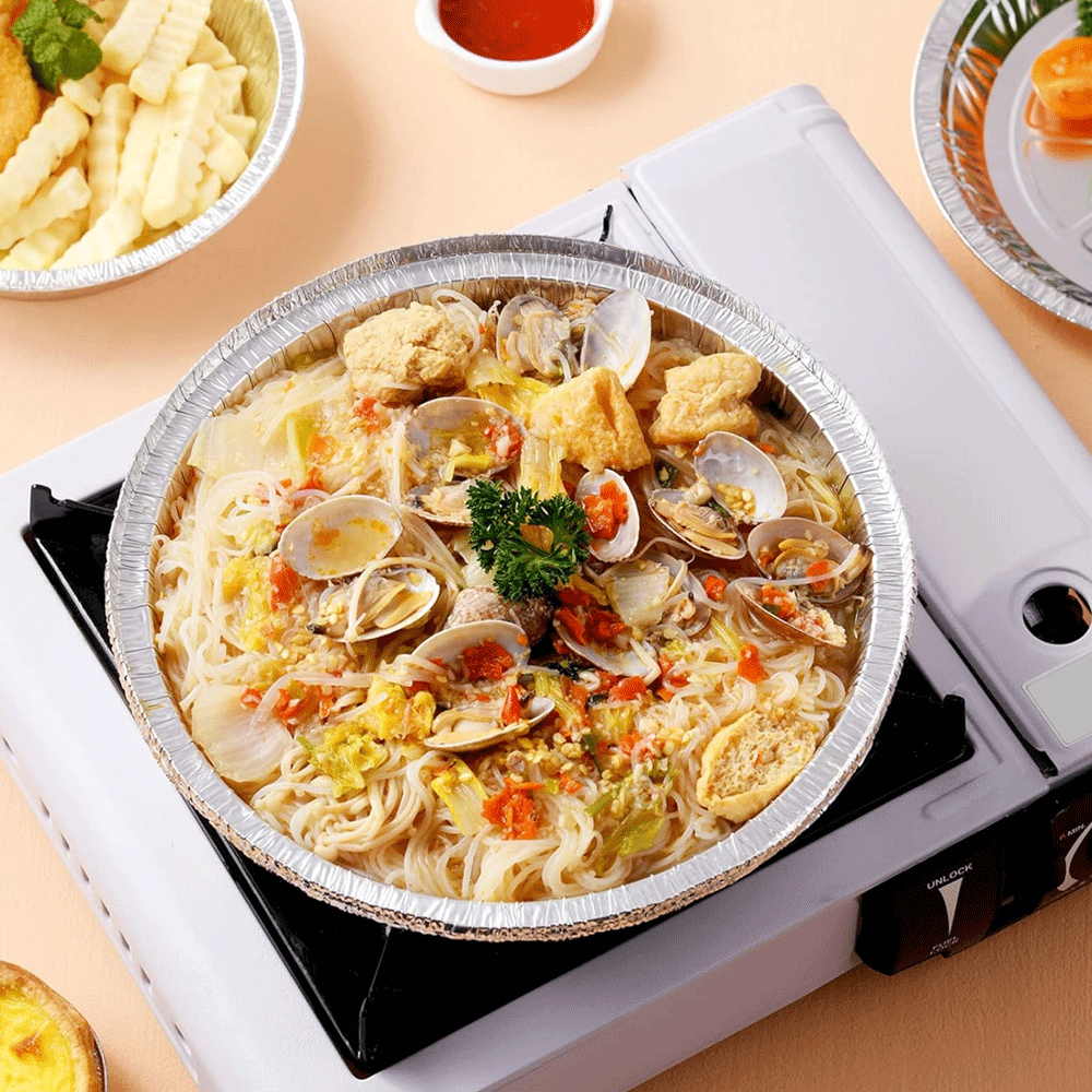 صينية دائرية ألومنيوم مع أغطية