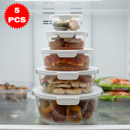 طقم علب حفظ الطعام محكمة الإغلاق 5 أحجام