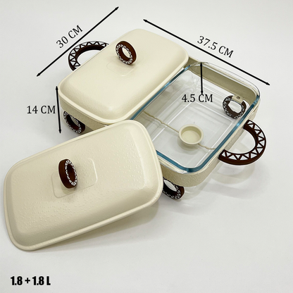 سخان طعام زجاجي مزدوج 1.8 + 1.8 لتر