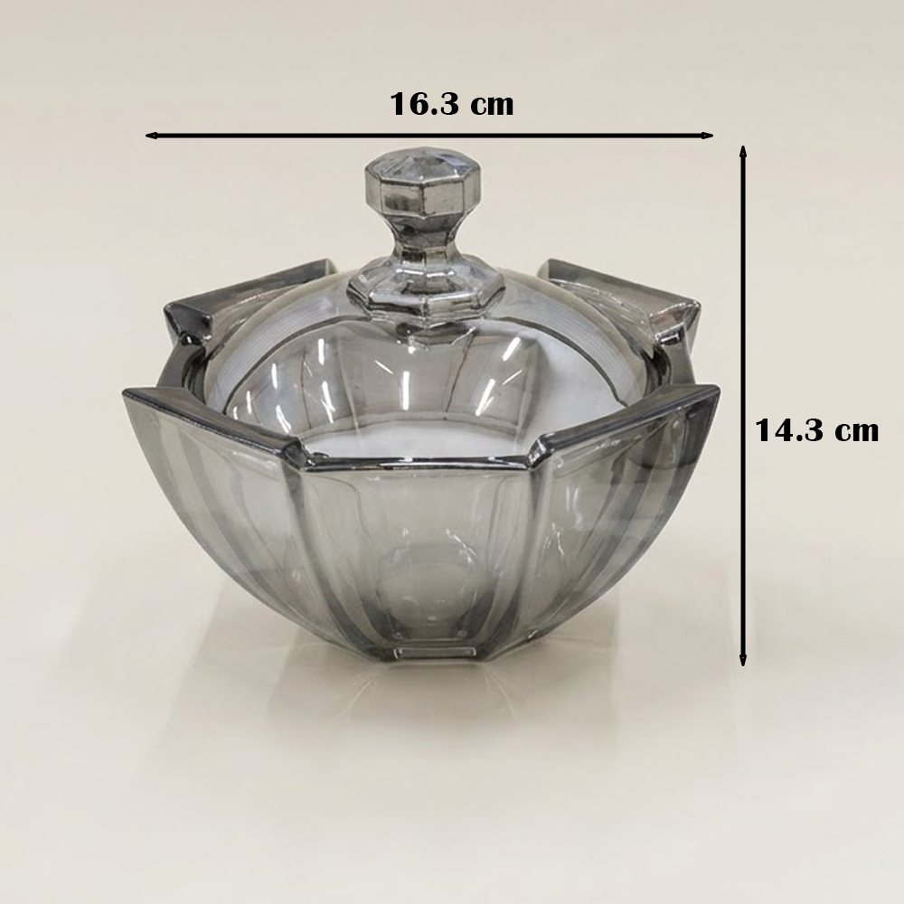 وعاء تقديم زجاجي أنيق بغطاء شفاف