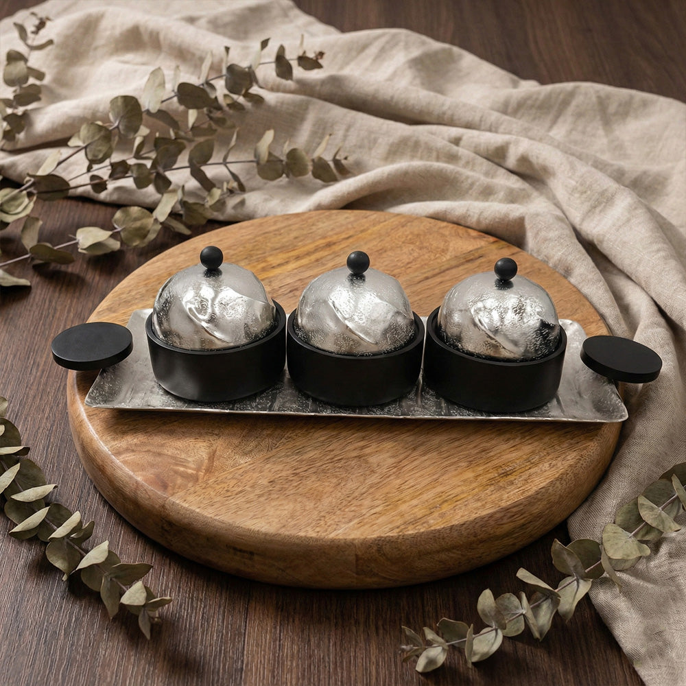 صينية تقديم مستطيلة مع 3 اوعية Alkuwaity Al Awal الكويتي الأول