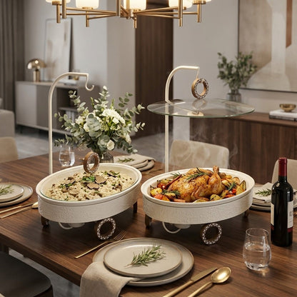 سخان بوفيه بيضاوي الشكل بغطاء معلق - بيج