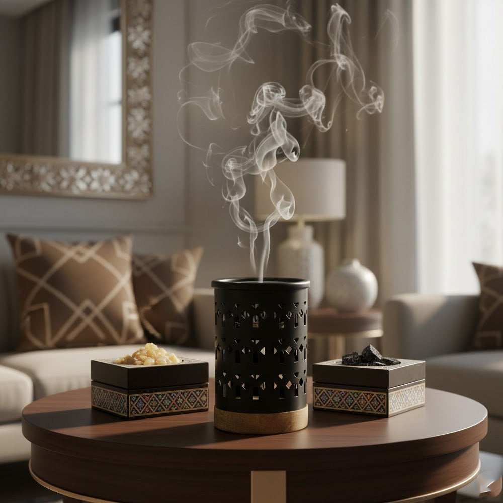 مبخر معدني بقاعدة خشبية Alkuwaity Al Awal الكويتي الأول