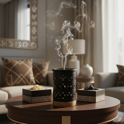 مبخر معدني بقاعدة خشبية Alkuwaity Al Awal الكويتي الأول