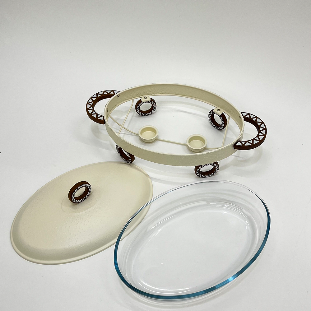 سخان طعام معدني مع طبق زجاجي 3 لتر