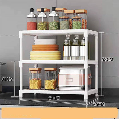 رف تخزين المطبخ ثلاثي الطبقات