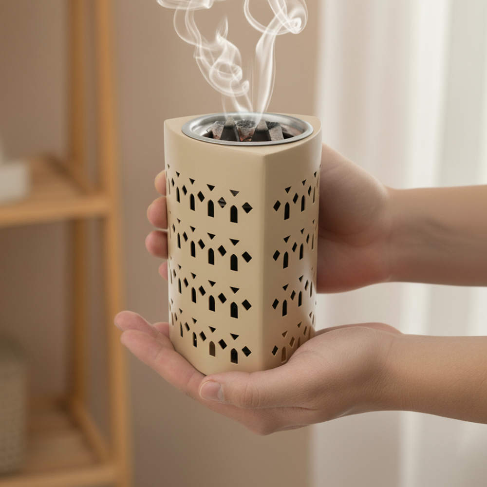 مبخر معدني فاخر بنقوش هندسية