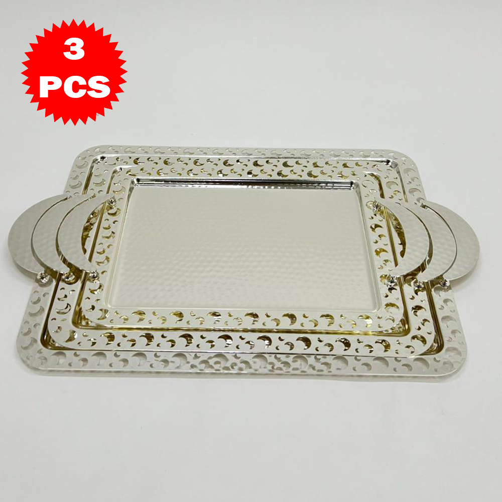 طقم صواني تقديم بنقشة الهلال 3 قطع