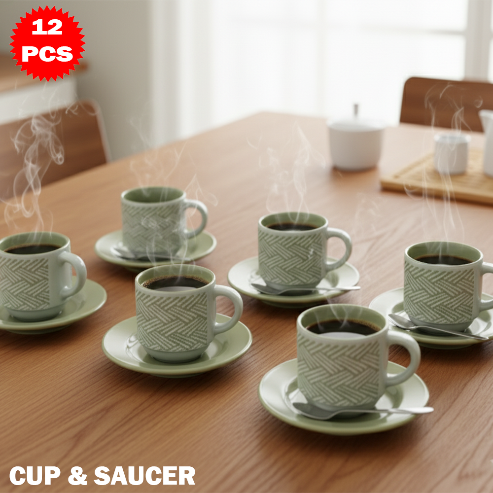 طقم فناجين مع صحون – 12 قطعة (80 مل)