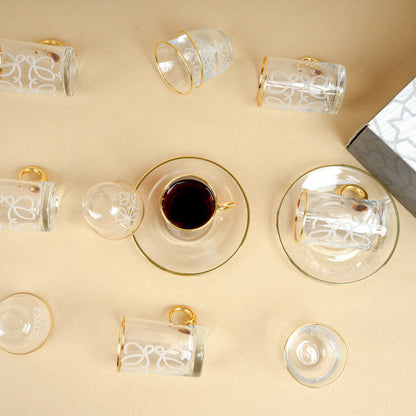 طقم استكانه 18 قطعه ذهبي