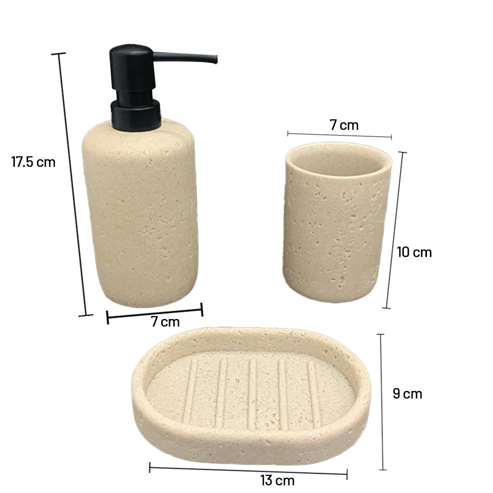 طقم حمام دائري بنقشة حجرية