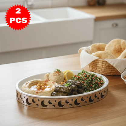 33x25 طبق تقديم صغير سيراميك مع حامل معدني