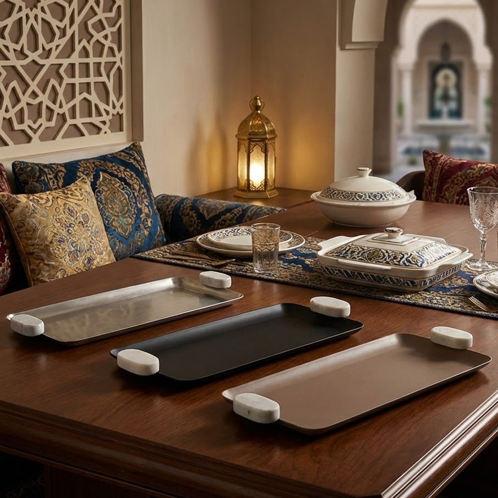 صينية تقديم بلمسة رخامية