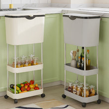 سلة مهملات مع رفين للتخزين