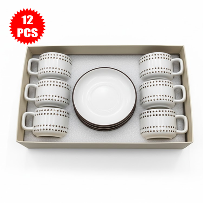 طقم فناجين وصحون قهوة سيراميك 12 قطعة