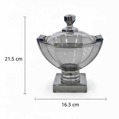 وعاء تقديم زجاجي فاخر بقاعدة وغطاء