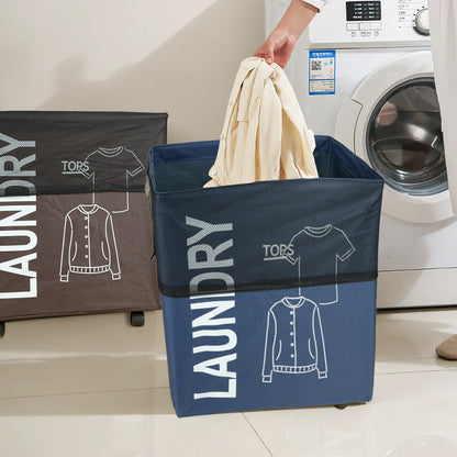 سلة غسيل قابلة للطي مع مقبض وعجلات، موديل: 1