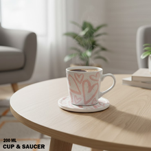 طقم فناجين سيراميك بنقش قلوب