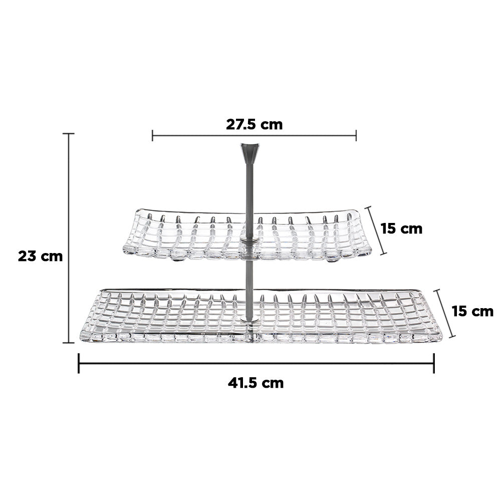 حامل تقديم زجاجي راقي بطبقتين 41.5 سم