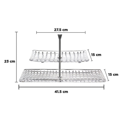 حامل تقديم زجاجي راقي بطبقتين 41.5 سم