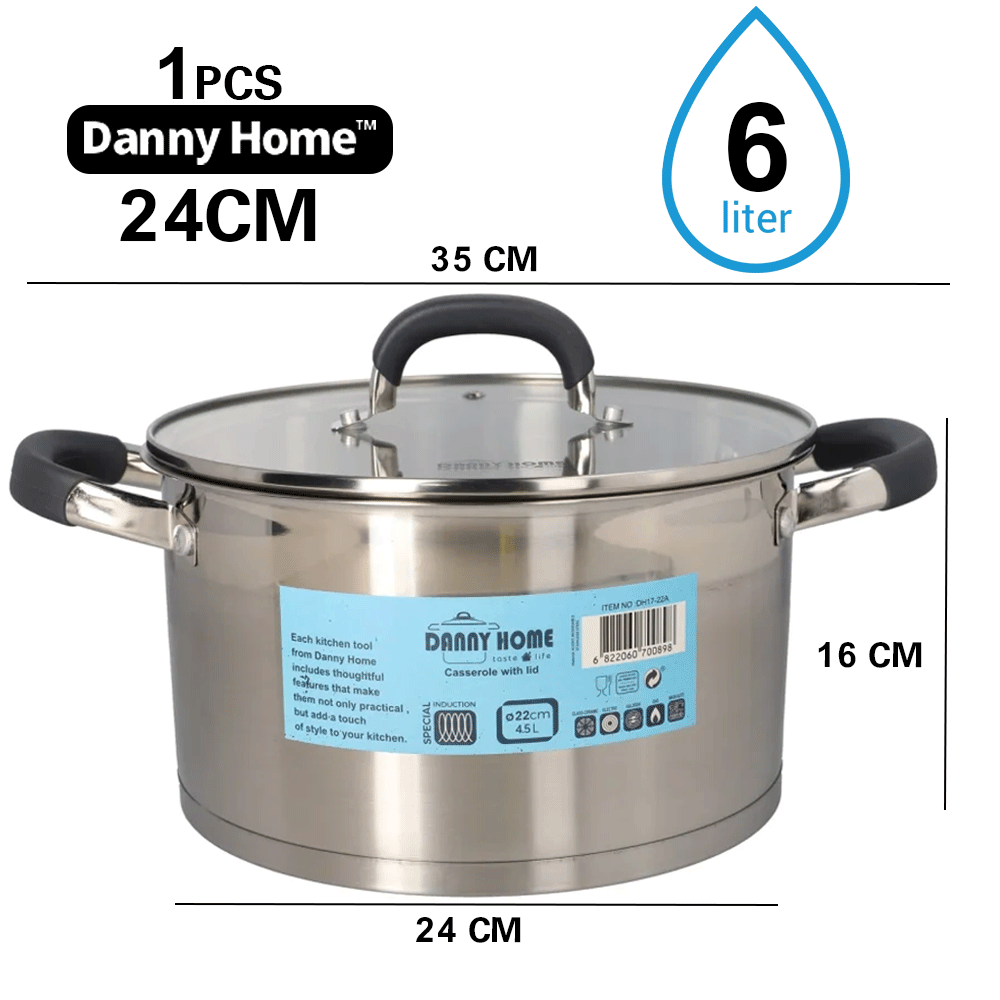 قدر طبخ طويل ستانلس بغطاء