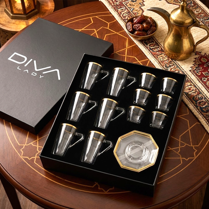 طقم استكانة وفنجان 18قطعة Diva Lady