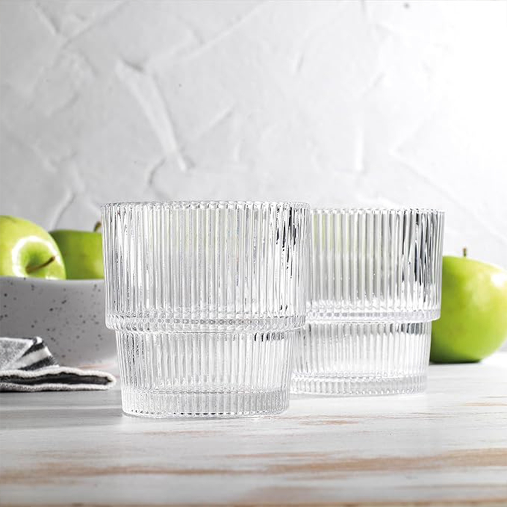 طقم أكواب زجاجية منقوشة فاخرة 6 قطع (333 مل)