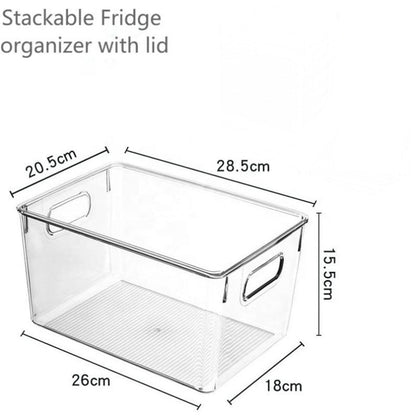 صندوق منظم للثلاجة شفاف قابل للتكديس