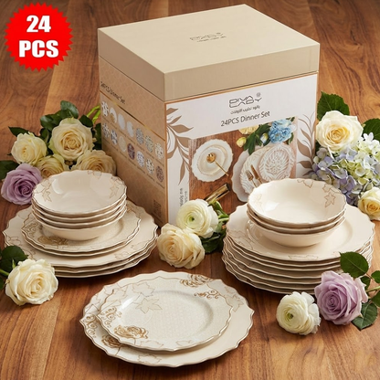 طقم أطباق مائدة فاخر 24 قطعة