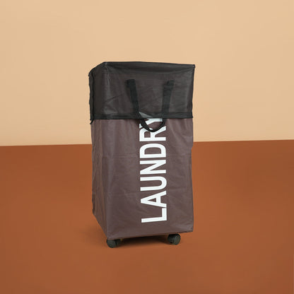 سلة غسيل قابلة للطي مع مقبض وعجلات، موديل: 3