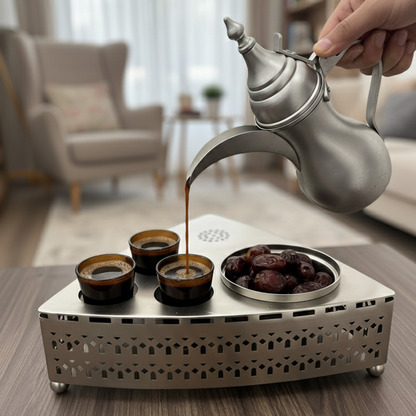 طقم قهوة عربية مع وعاء تمر