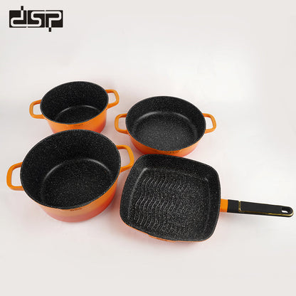 طقم قدور جرانيت 11 قطعة برتقالي